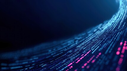 Abstract Flow of Digital Data with Blue and Pink Lines