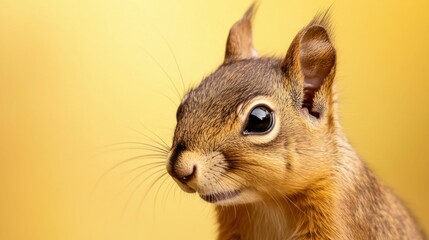 Obraz premium Close-Up of Squirrel on Yellow Background