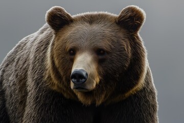 Fototapeta premium Studio photo of a bear isolated against a white background. Wildlife and conservation concept, space for copy.