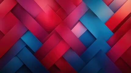 This vibrant image showcases a gradient geometric pattern blending red and blue shades, creating a visually striking design with a modern twist on woven textures.