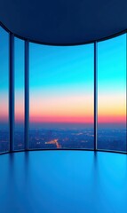 Fototapeta premium Panoramic View of Sunset from Modern Building