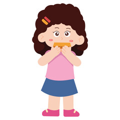 Little girl playing harmonica Illustration