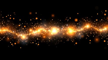 Obraz premium A radiant burst of golden glitter particles on a black background, symbolizing luxury, celebration, and festive joy.