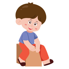 Boy playing cajon drum box Illustration