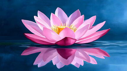 a simple logo of a pink lotus flower, washed watercolor