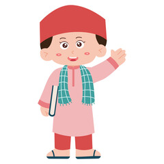 Cute Muslim Boy Holding Quran