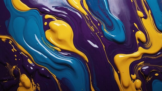 Yellow, Blue, and Purple Paints, Colour Fusion.