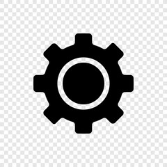 Gear simple icon vector. Flat design. Transparent grid