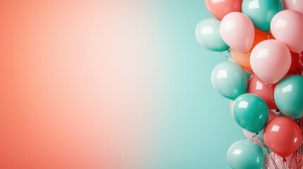 A vibrant cluster of balloons is elegantly gathered in the corner, with a lovely gradient backdrop, capturing the essence of celebration and creativity.
