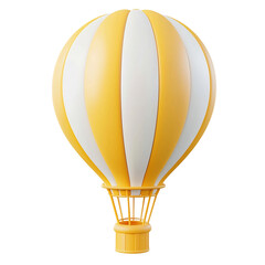 Whimsical 3D Cartoon Air Balloon in Minimalist White and Yellow Design