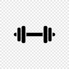 Dumbbell simple icon vector. Flat design. Transparent grid