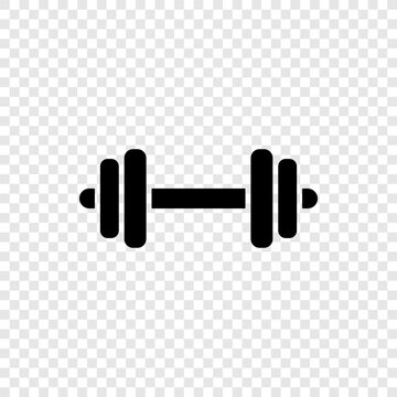 Dumbbell simple icon vector. Flat design. Transparent grid