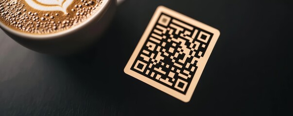 QR code technology in action at a cozy cafe, emphasizing modern contactless payments and streamlined ordering