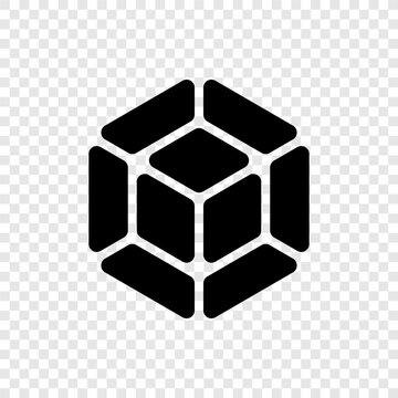 Cube, tesseract simple icon. Flat design. Transparent grid