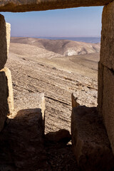 View of Arabah valley from the Shawbak castle. Maٰān Governorate, Jordan