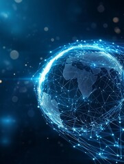 Global Interconnection: A Networked World - Symbolizing global trade, digital connectivity, economic interdependence, technological advancement, and international cooperation through a vibrant network