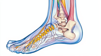 Anatomical human foot structure medical illustration studio environment educational concept