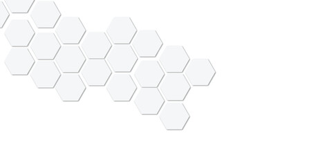 Abstract technology white geometric hexagon on transparent concept design honeycomb shape vector 