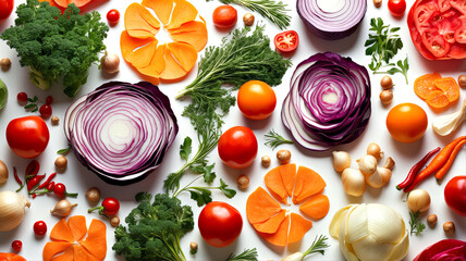 Colorful Assortment of Fresh Vegetables on White
