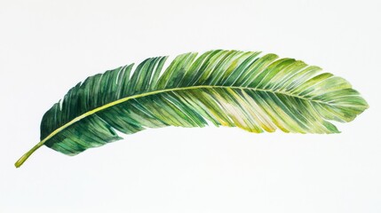 Obraz premium Watercolor Tropical Leaf Illustration - Vibrant Green Exotic Leaf Art
