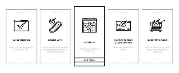 check mark tick ok onboarding mobile vector yes checkmark, right correct, checklist choice, button vote, choose confirm approved check mark tick ok illustrations