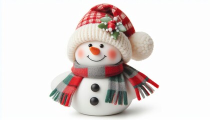 Fototapeta premium Snowman Christmas Decoration - on White Background