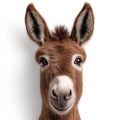 Fototapeta premium Donkey head with expressive features against a plain white background