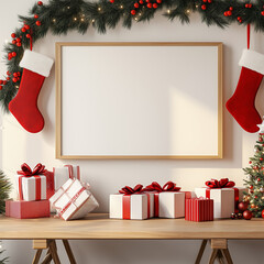 Corporate Meeting Room Decorated for Christmas with Blank Whiteboard