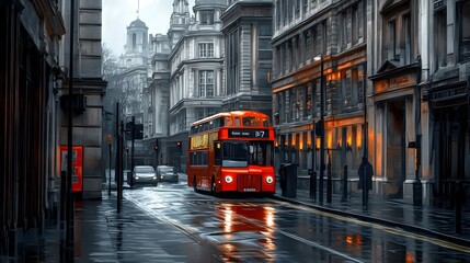 Fototapeta premium red bus in London on sightseeing tour
