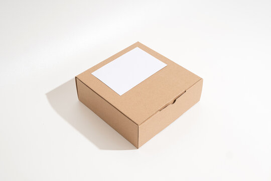 cardboard box on a white background, box parcel mockup template