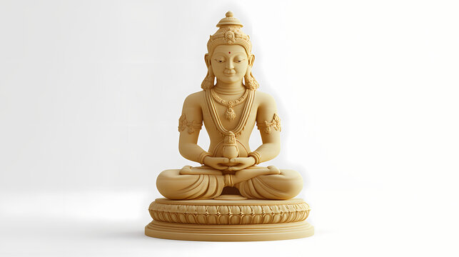 3d jain tirthankara statue isolated on the white background. Omniscient. Illustration