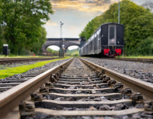 Fototapeta premium Tory kolejowe i pociąg
