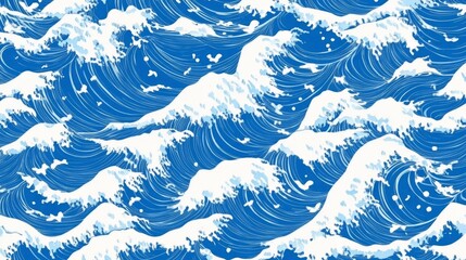 Stunning Blue Ocean Waves Graphic Pattern