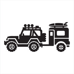 Off-road vehicle with trailer icon silhouette on white background  © Arafat