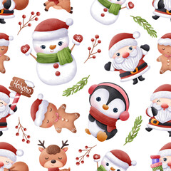 Joyful Winter and Christmas Seamless Pattern