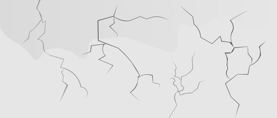 Realistic gray grunge cracked wall vector background