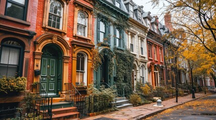 Historic Chestnut Street: Colorful Colonial Townhouses in Philadelphia's Elite District