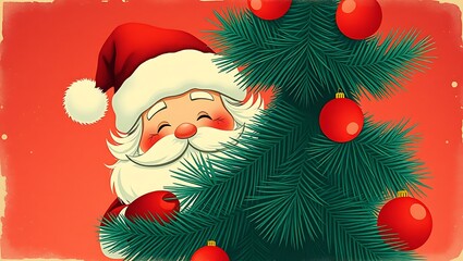 Obraz premium Santa Claus with a wrapped present gift box