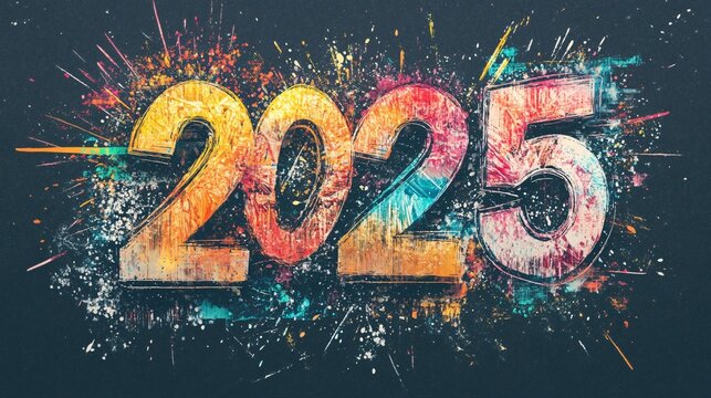 Creative 2025 celebration artwork digital art colorful environment modern viewpoint new year concept for festive vibes