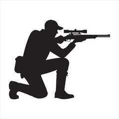 a man do hunting silhouette on white background
