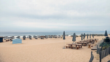 The large sandy Carvalhal beach. Alameda da Praia do Carvalhal, Grandola municipality, Portugal