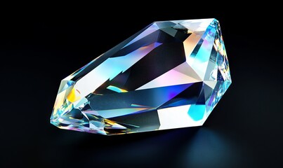 Iridescent Crystal Prism with Glass Texture in Isometric View AI generated illustration