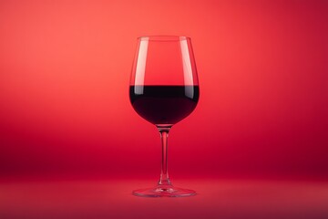 Red Wine Glass on a Gradient Red Background Commercial Photography AI generated illustration