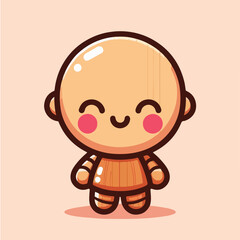 Simple and cute doll character vector