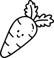 carrot Vegetable Fruit doodle line outline cartoon cute