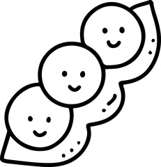 green peas Vegetable Fruit doodle line outline cartoon cute