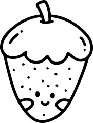strawberry Vegetable Fruit doodle line outline cartoon cute