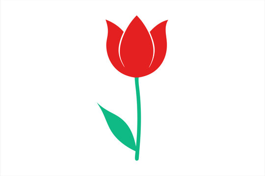 red tulip flower with green stem and leaf clip art preview