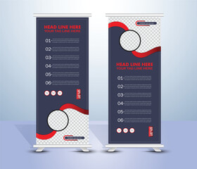 Corporate roll up banner template layout. Pull banner design. Stand banner design