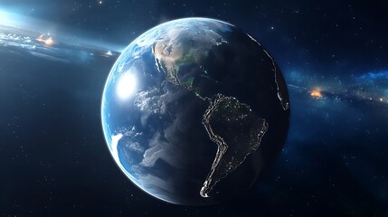 Fototapeta premium Stunning View of Earth from Space Emphasizing Natural Beauty and Diversity